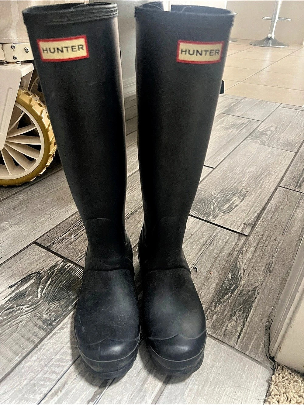 Hunter Original Adjustable Navy blue Gloss Rain Boot Black